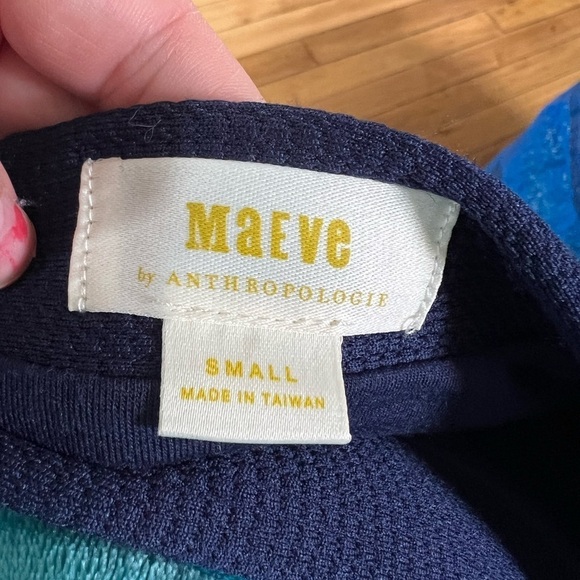 Maeve by Anthropologie embossed blue a-line skirt - Picture 2 of 3